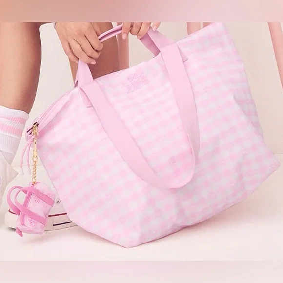 NWT💗SET💗Victoria’s Secret PINK x LOVESHACKFANCY Large TOTE& Mini Duffle Keychain - Picture 3 of 12
